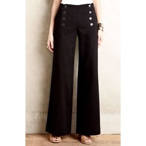 Elevenses Anthropologie Size 4 Black Shipmate Wide Leg Sailor Pants